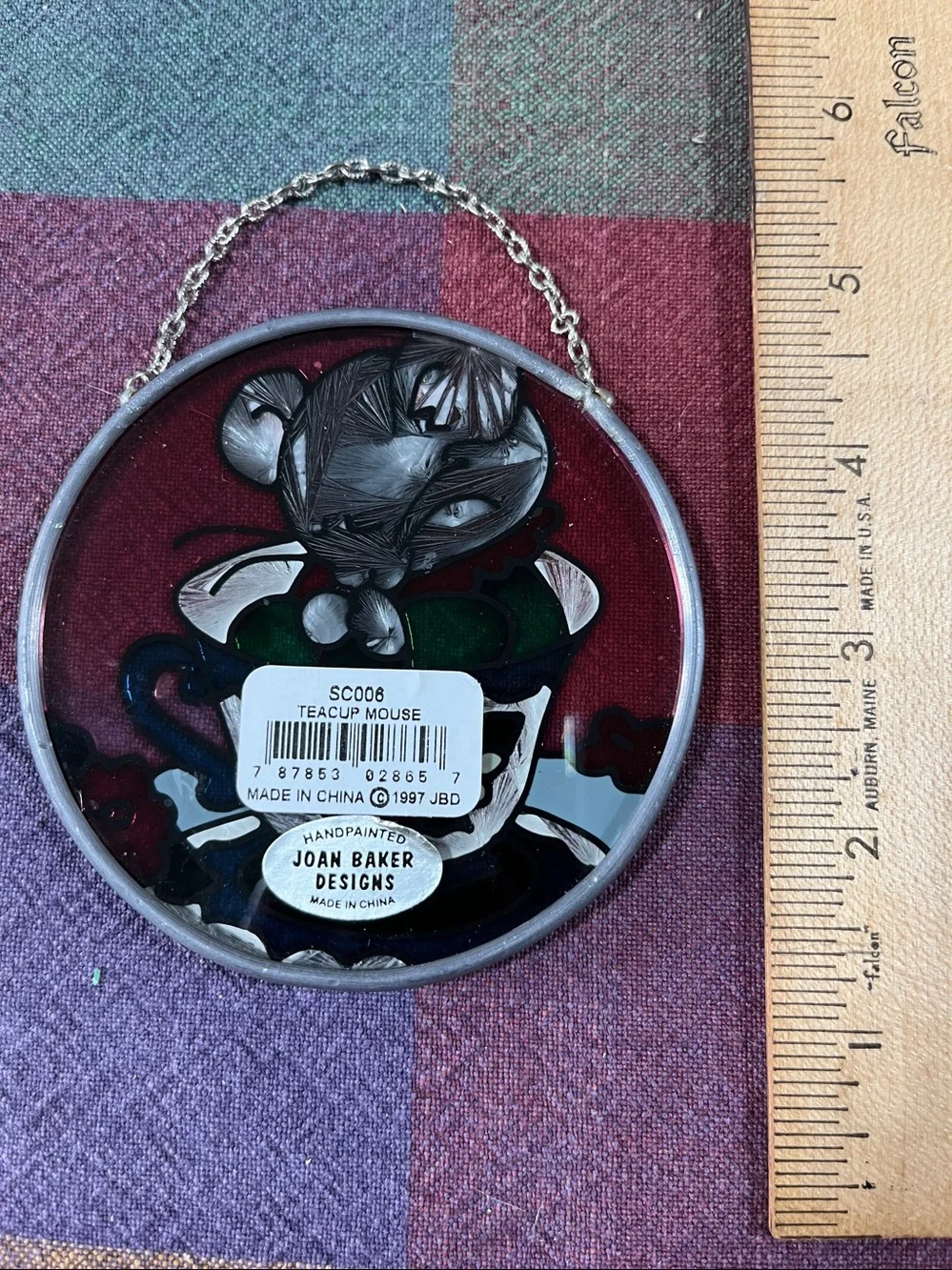 Stained Glass Teacup Hanging Accent - Multicolor